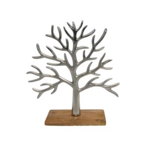 ΕΠΙΤΡΑΠΕΖΙΟ ΔΙΑΚΟΣΜΗΤΙΚΟ "Tree" ΑΣΗΜΙ ΝΙΚΕΛ ΜΕ ΞΥΛΙΝΗ ΒΑΣΗ 30x7x32εκ 1
