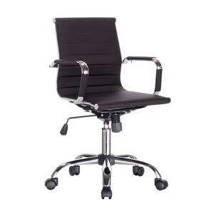 ΚΑΡΕΚΛΑ ΓΡΑΦΕΙΟΥ FL6002 ΜΑΥΡΟ ΤΕΧΝΟΔΕΡΜΑ 54x59x89εκ 1