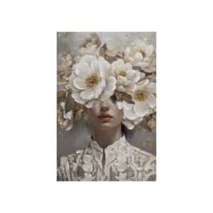 ΠΙΝΑΚΑΣ ΣΕ ΚΑΜΒΑ "Woman with flowers 37073" ΜΠΕΖ-ΓΚΡΙ-ΛΕΥΚΟ 60x3x90εκ 1