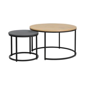 ΣΕΤ 2 ΤΡΑΠΕΖΑΚΙΑ ΣΑΛΟΝΙΟΥ Fonzy SONOMA-ΜΑΥΡΟ ΧΡΩΜΑ 75x75x48εκ 1
