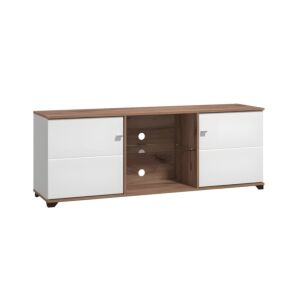 ΕΠΙΠΛΟ TV BURGUNDY 160 3K2V ΛΕΥΚΟ-FLAGSTAFF OAK-ΛΕΥΚΟ HIGH GLOSS FOIL 157x40x51εκ s.p.k 1