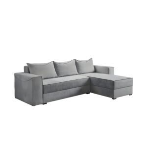 ΓΩΝΙΑΚΟΣ ΚΑΝΑΠΕΣ ΚΡΕΒΑΤΙ Luna ΓΚΡΙ ΧΡΩΜΑ 276x175x83εκ 1