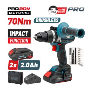 BORMANN Pro BBP5140 Δραπ/βιδο Κρουστικό Brushless 20V, 70Nm, Li-Ion, με 2 Ταχύτητες, 2x2Ah & Bαλίτσα 1