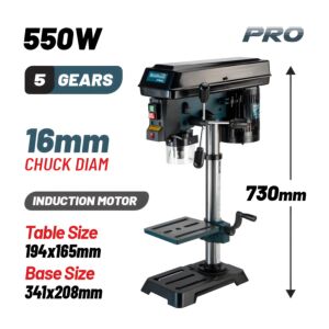 BORMANN Pro BKD1655 Κολωνάτο Δράπανο Με Λέιζερ, 16mm, 550W, H:730mm 1