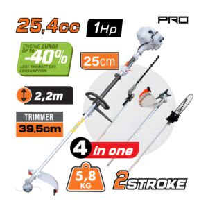 NAKAYAMA PRO PS5105 Πολυμηχανημα Κηπου Βενζινης 1Hp, 4 Σε 1, 25,4Cc, Λαμα 25Cm, 1/4''Lp 1,1Mm 56Ο 1