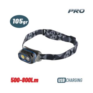 BORMANN Pro BPR6032 Φακός Κεφαλής Επαναφορτιζόμενος Διπλής Λειτουργίας, 800Lm, Αδιάβροχος 1