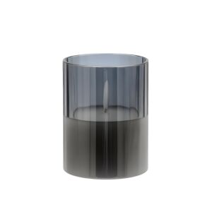 ΔΙΑΚΟΣΜΗΤΙΚΟ LED ΚΕΡΙ ΜΕ ΡΕΑΛΙΣΤΙΚΗ 3D ΦΛΟΓΑ FL7510 ΣΕ ΓΥΑΛΙ ΧΡΩΜΑ SMOKY 8x8x10εκ 1